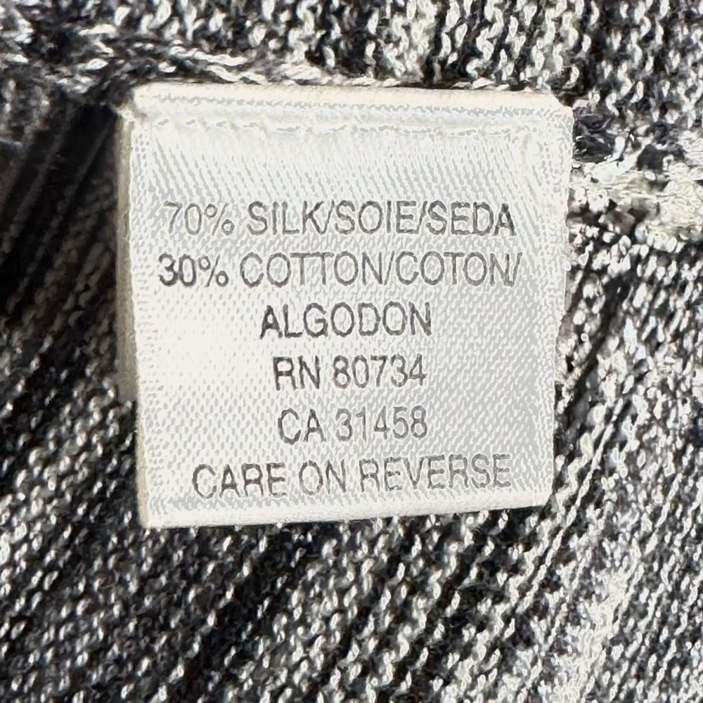 BcbgMaxazria Silk Poncho Cape Black and White with Asymmetrical Fringe